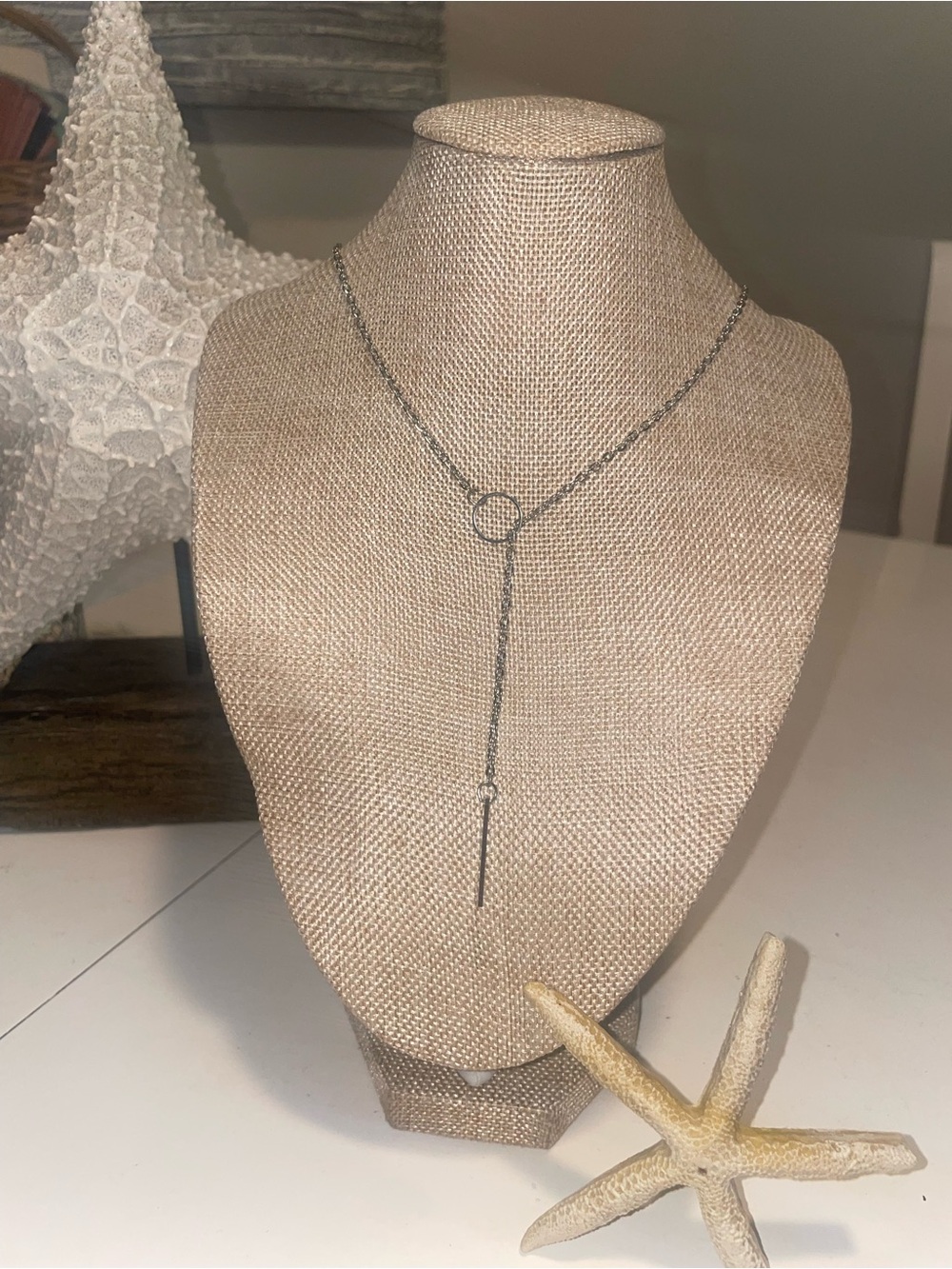 Minimalist Silver Lariat Necklace - Women Jewelry